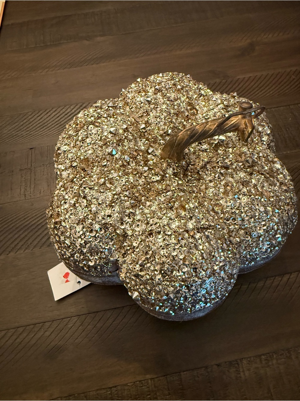 Glitter Sequin and velvet Decorative Pumpkin - Gold Accent